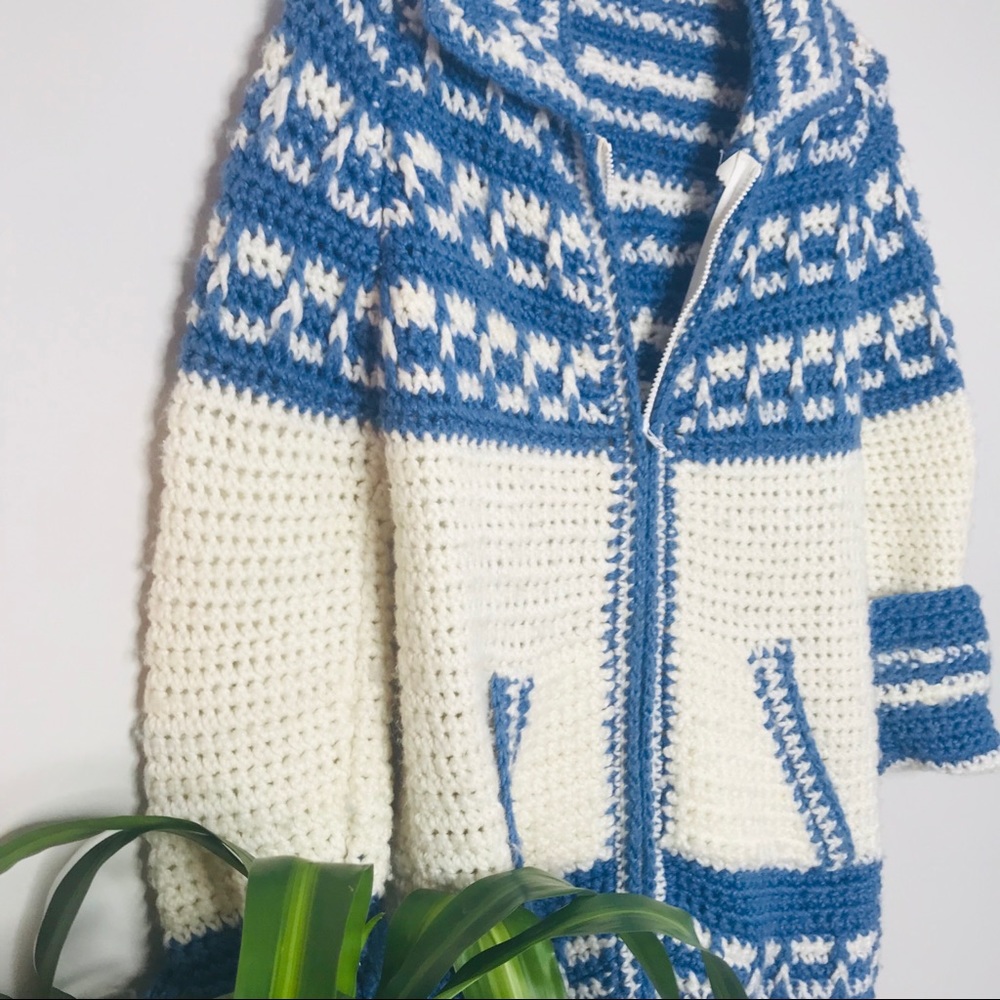 Vintage Retro 70’s Knit Chunky Zipper Cardigan - Picture 2 of 5